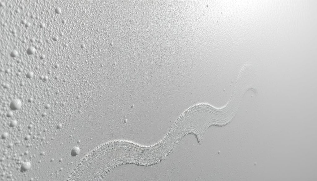 A detailed, textured wall surface featuring a thermal insulating paint. The foreground showcases the smooth, glossy finish of the paint, while the middle ground reveals its intricate molecular structure, with tiny ceramic microspheres dispersed within the polymeric matrix. In the background, an atmospheric perspective depicts the paint's thermal shielding properties, with heat waves and thermal gradients visible against a muted, monochromatic backdrop. Crisp lighting from the side accentuates the tactile quality of the surface, creating a sense of depth and materiality. The overall scene conveys the scientific principles and practical benefits of thermal insulating paints for energy-efficient building applications. A detailed, textured wall surface featuring a thermal insulating paint. The foreground showcases the smooth, glossy finish of the paint, while the middle ground reveals its intricate molecular structure, with tiny ceramic microspheres dispersed within the polymeric matrix. In the background, an atmospheric perspective depicts the paint's thermal shielding properties, with heat waves and thermal gradients visible against a muted, monochromatic backdrop. Crisp lighting from the side accentuates the tactile quality of the surface, creating a sense of depth and materiality. The overall scene conveys the scientific principles and practical benefits of thermal insulating paints for energy-efficient building applications.