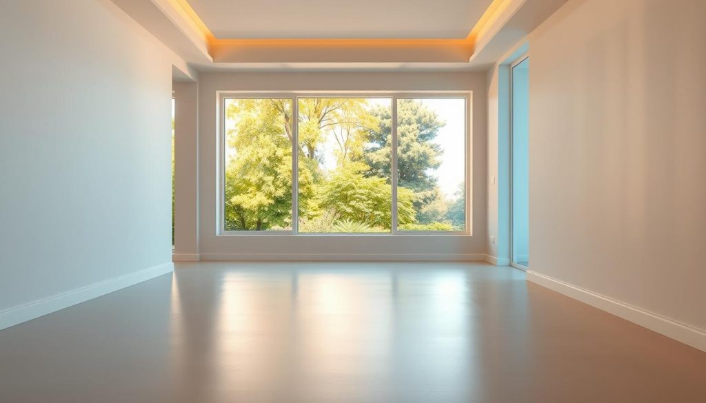 A well-lit interior space, showcasing the application of an anti-humidity paint on walls. The foreground features a smooth, seamless finish, with a subtle sheen that reflects the warm, inviting lighting. In the middle ground, an exterior scene is visible through a large window, depicting a lush garden or a picturesque landscape. The transition between the interior and exterior spaces is seamless, highlighting the versatility and performance of the anti-humidity paint in both indoor and outdoor environments. The overall atmosphere is one of tranquility, cleanliness, and a sense of healthy, moisture-free living. A well-lit interior space, showcasing the application of an anti-humidity paint on walls. The foreground features a smooth, seamless finish, with a subtle sheen that reflects the warm, inviting lighting. In the middle ground, an exterior scene is visible through a large window, depicting a lush garden or a picturesque landscape. The transition between the interior and exterior spaces is seamless, highlighting the versatility and performance of the anti-humidity paint in both indoor and outdoor environments. The overall atmosphere is one of tranquility, cleanliness, and a sense of healthy, moisture-free living.